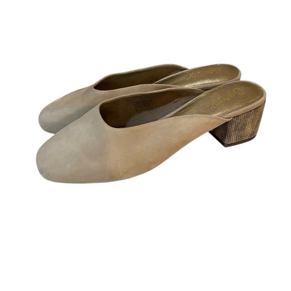 Seychelles Chorus Leather Suede Khaki/Tan Mule Heel 8 - Picture 8 of 12